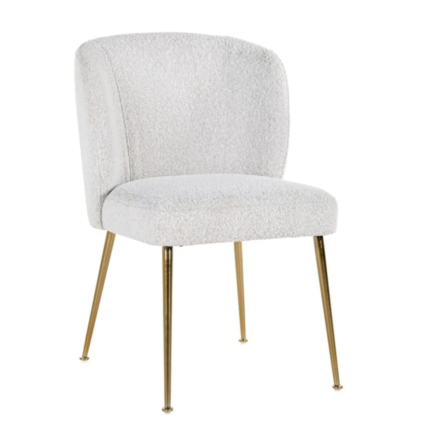 Chaise Cannon blanc bouclé Richmond Interiors pieds or brossé