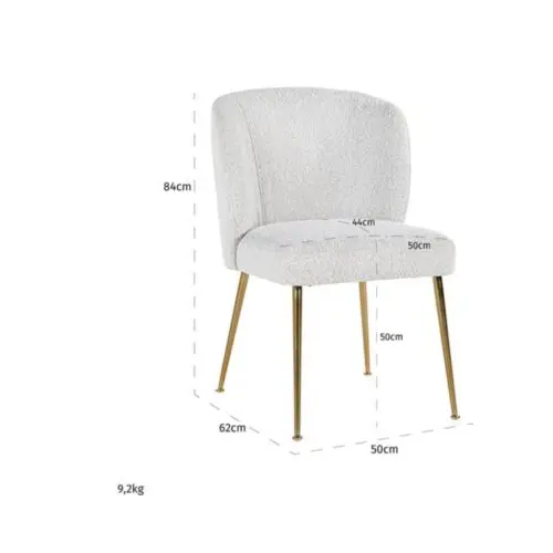 Chaise Cannon blanc bouclé Richmond Interiors pieds or brossé 2