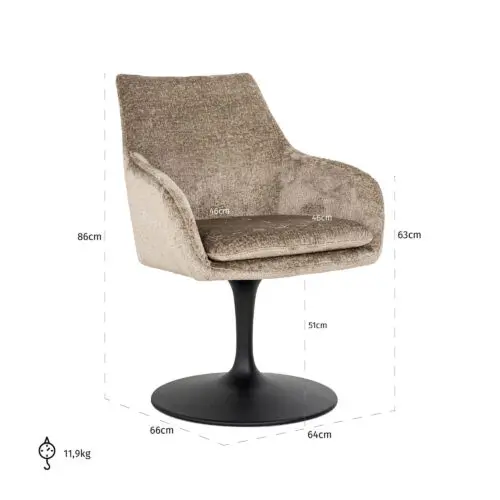 Chaise pivotante Marlon taupe chenille Richmond Interiors 5