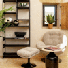 Fauteuil Memento beige chiné Athezza pied noir 5