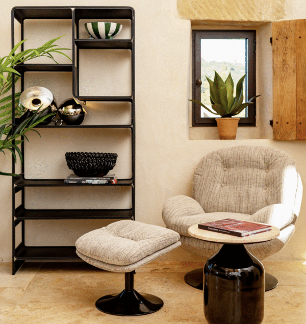 Fauteuil Memento beige chiné Athezza pied noir 5