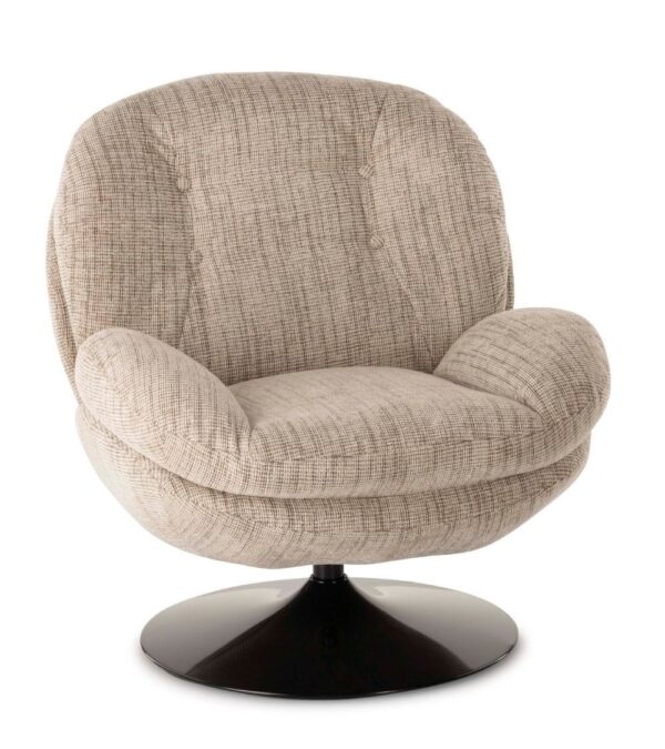 Fauteuil Memento beige chiné Athezza pied noir 2