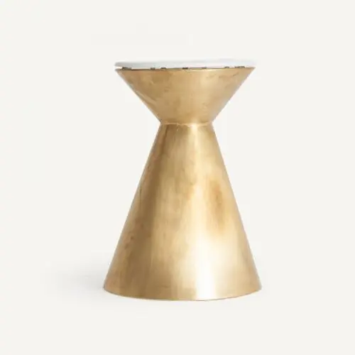 Bout de canapé fer marbre blanc doré WOLEN Vical Home