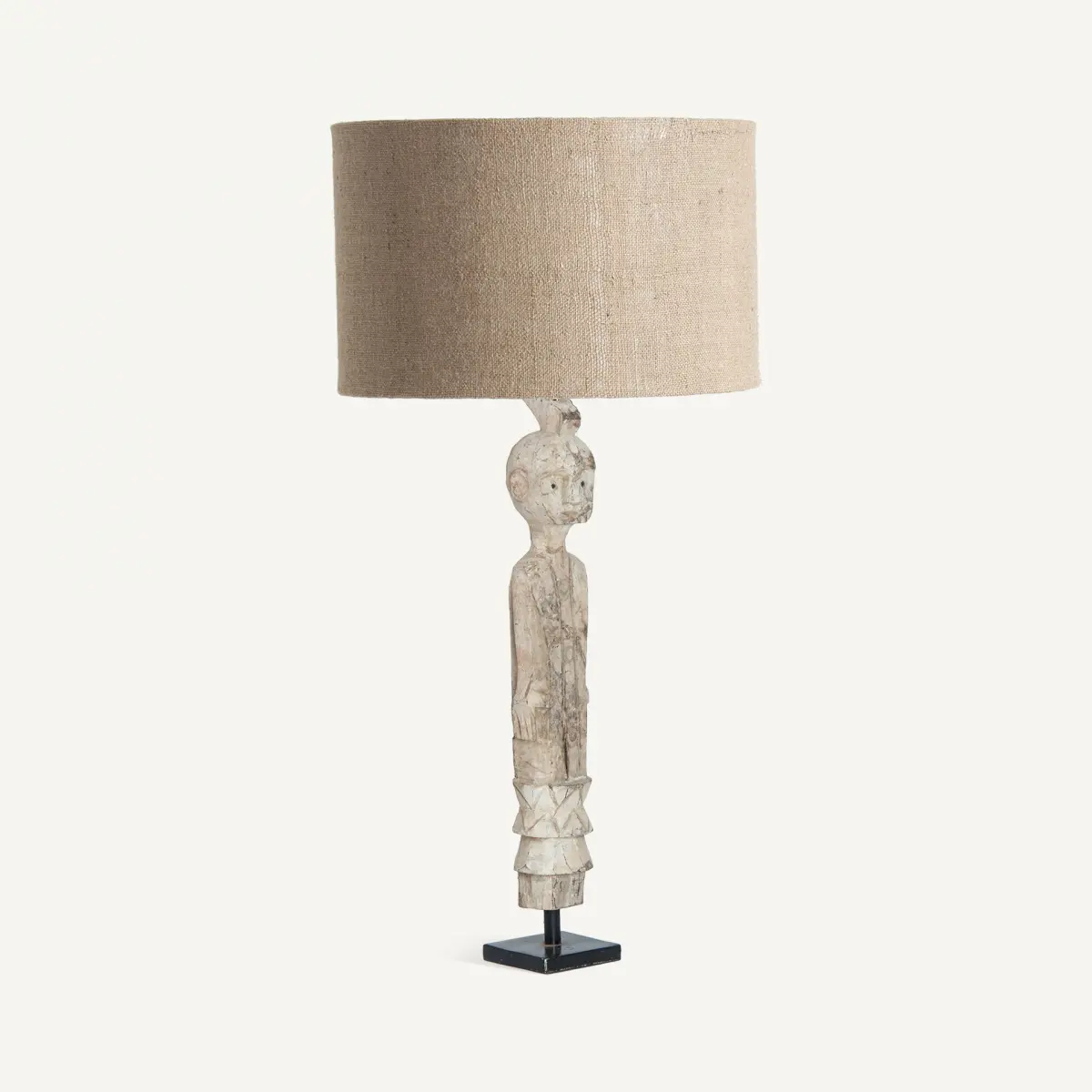 Lampe style ethnique bois clair vieilli Vical Home