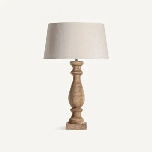 Lampe de table bois naturel coton blanc Vical Home