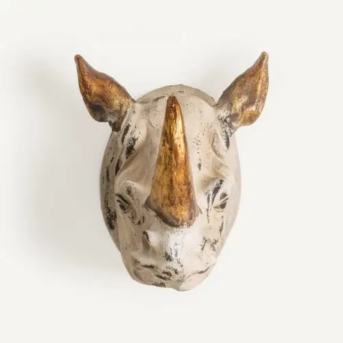 Statue rhinocéros en résine crème doré RINOCERONTE Vical Home