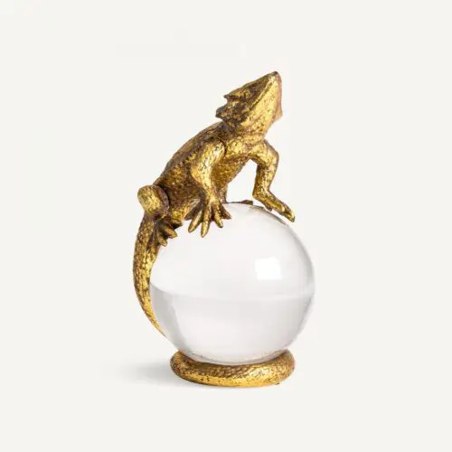 Figurine Lézard doré boule cristal Lagarto Vical Home
