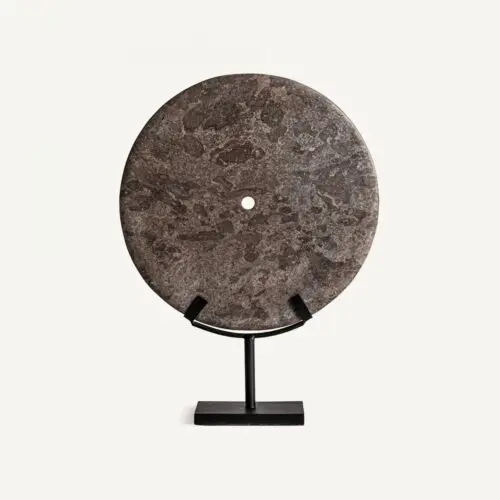 Statue disque sur pied marbre marron Vical Home 52cm