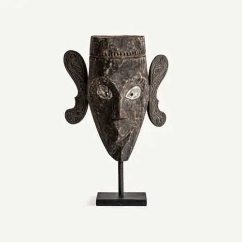 Masque ethnique sur pied bois tropical Vical Home 42cm