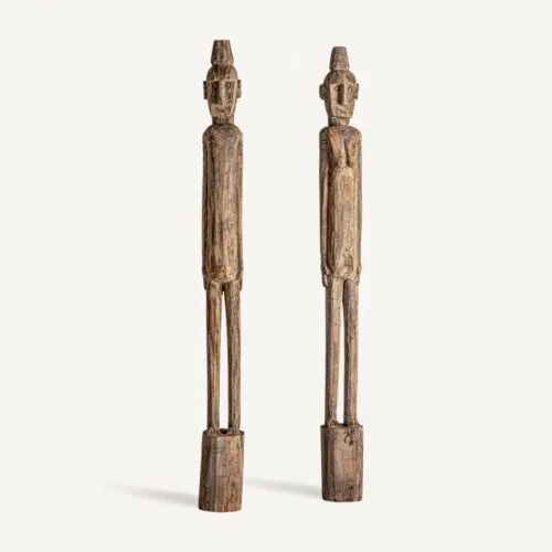 Objet déco Sculpture personnages bois de teck Vical Home 215cm lot de 2