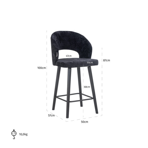 Tabouret de bar Savoy Richmond Interiors noir chenille 5