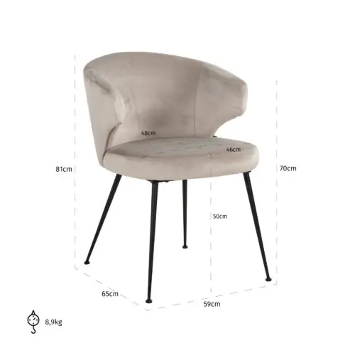 Chaise Xandra Richmond Interiors velours kaki 6