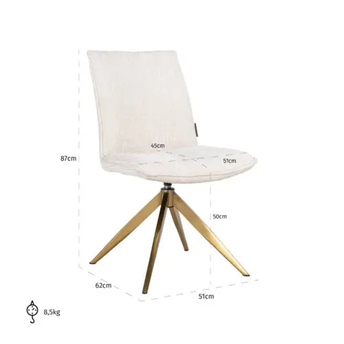 Chaise pivotante Dakota Richmond Interiors beige chenille 5