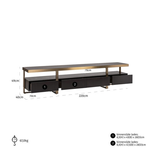 Meuble TV Diddley Richmond Interiors dimensions