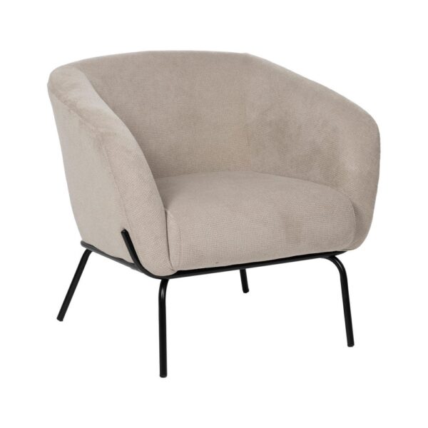 Fauteuil en tissu beige pied métal noir Novae Ixia