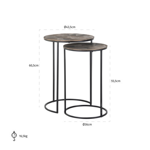 Table d'appoint Tulum Richmond Interiors set de 2 4