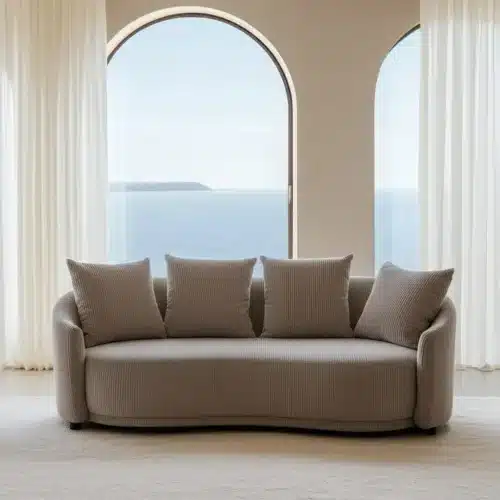 Canapé velours côtelé beige Olmeo Ixia L197 - ambiance