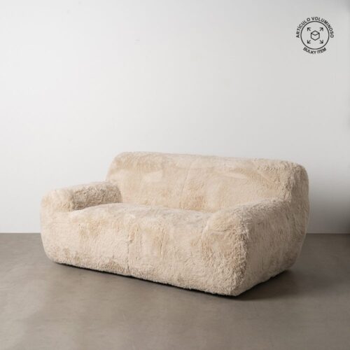 Canapé cocooning fourrure beige – Ultra moelleux et design - Elonis Ixia 2 places - 2