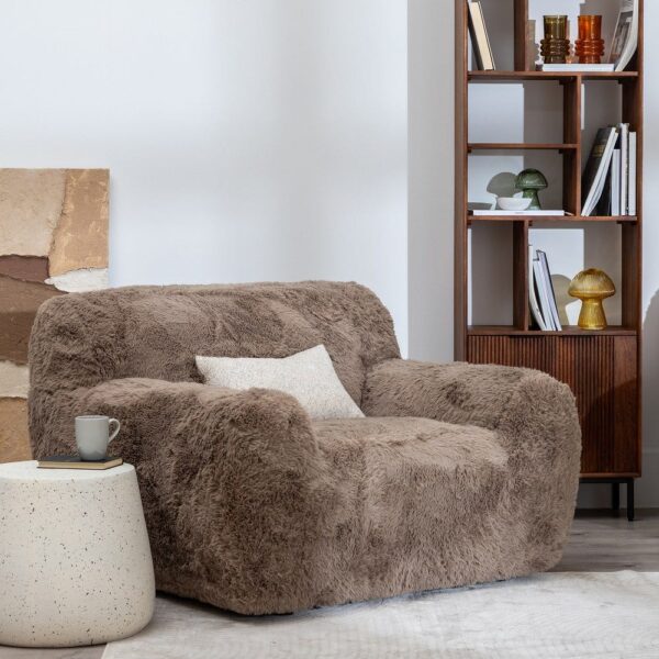 Fauteuil cocooning fourrure marron – Ultra moelleux et design - Elonis Ixia