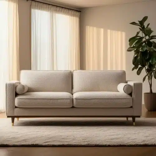 Canapé beige bouclé 3 places Venetto L215 - ambiance