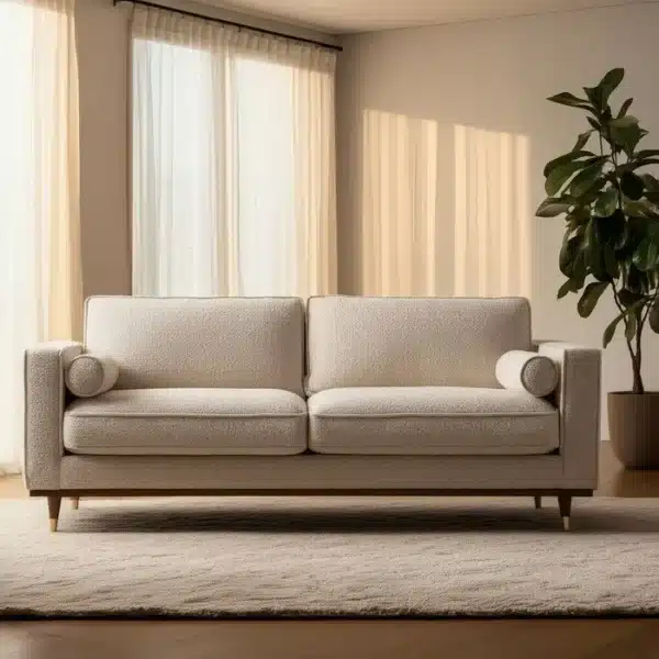 Canapé beige bouclé 3 places Venetto L215 - ambiance