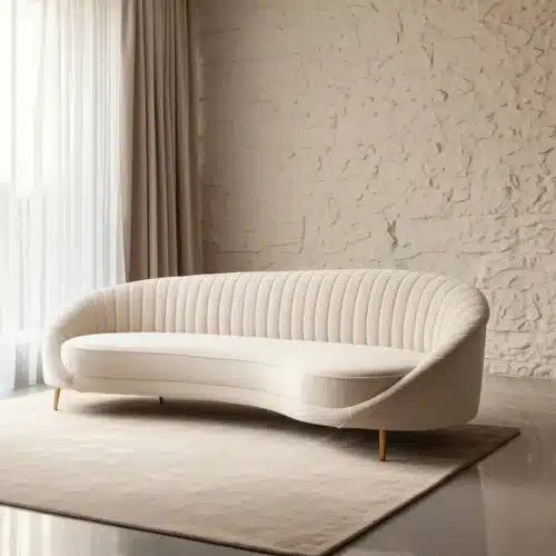 Canapé tissu crème pied or Tassilo Ixia L247 - ambiance canapé design