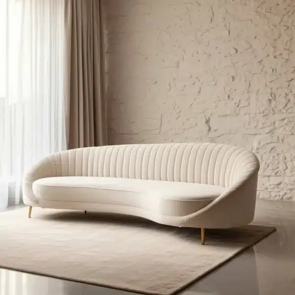 Canapé tissu crème pied or Tassilo Ixia L247 - ambiance canapé design