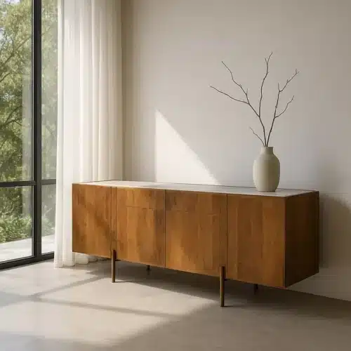 Buffet contemporain acacia marbre Élégance Ixia 200 - buffet de luxe