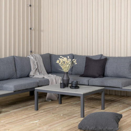 Salon de jardin d'angle aluminium gris Bahamas