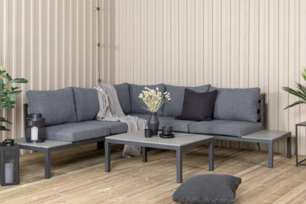 Salon de jardin d'angle aluminium gris Bahamas