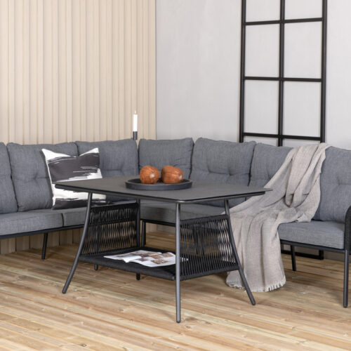 Salon de jardin d'angle noir gris Hambourg
