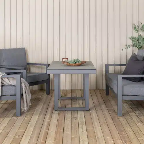 Salon de jardin an aluminium noir gris Lisbonne