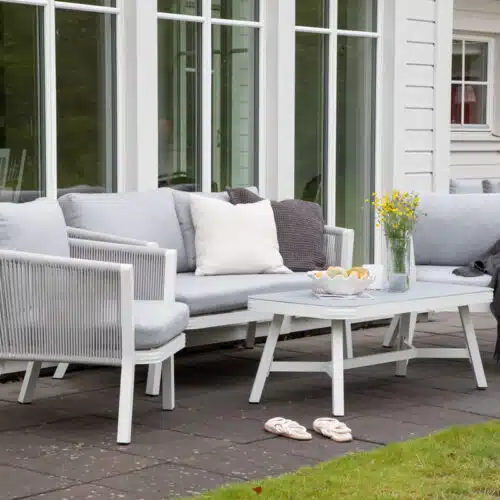 Salon de jardin en corde gris blanc Allya