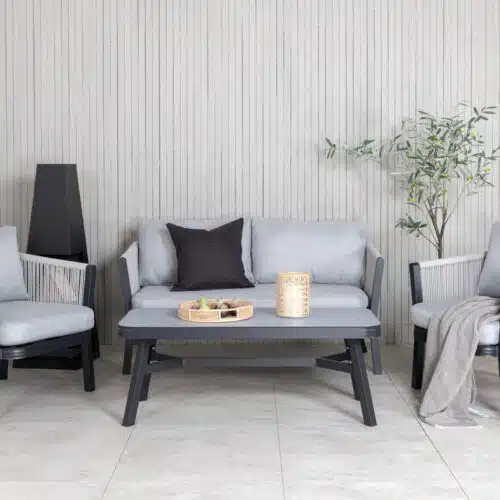 Salon de jardin en corde gris noir Allya
