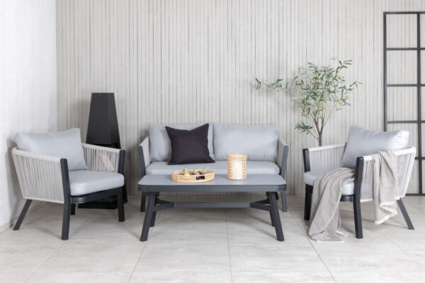 Salon de jardin en corde gris noir Allya