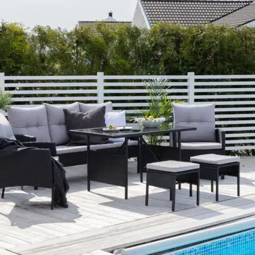 Salon de jardin en rotin noir Solero 7 places