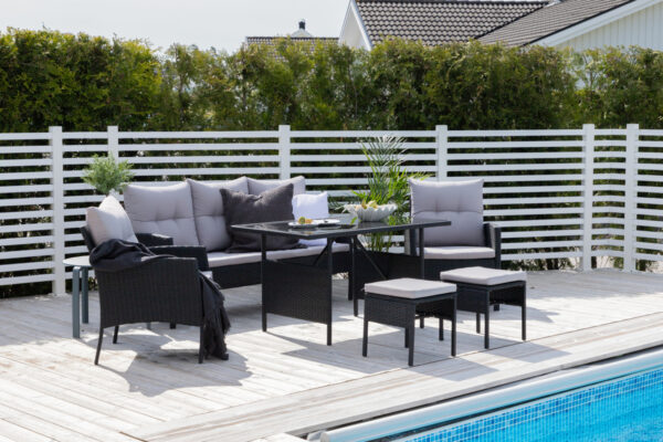 Salon de jardin en rotin noir Solero 7 places
