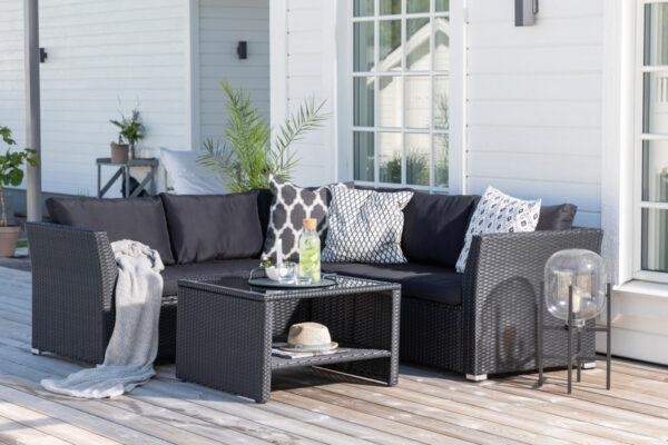 Salon de jardin en rotin noir Tellynn
