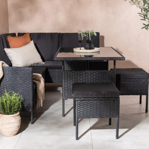 Salon de jardin noir en rotin Bazzilo
