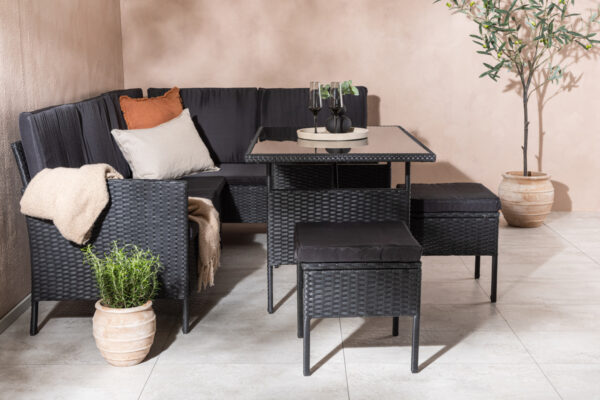 Salon de jardin noir en rotin Bazzilo