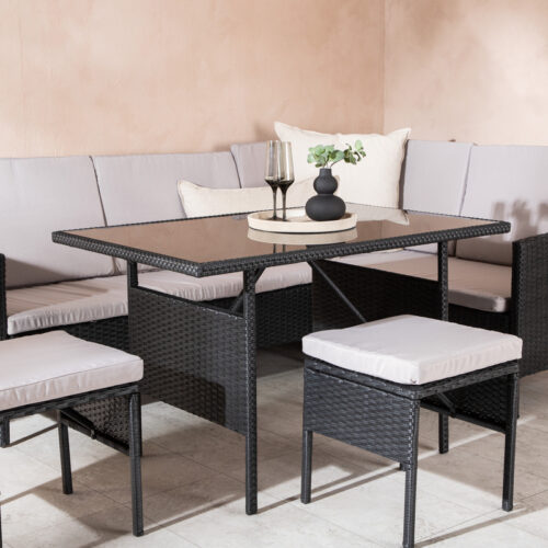 Salon de jardin noir gris en rotin Bazzilo