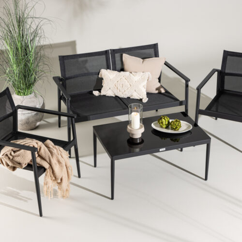 Salon de jardin aluminium noir Paola