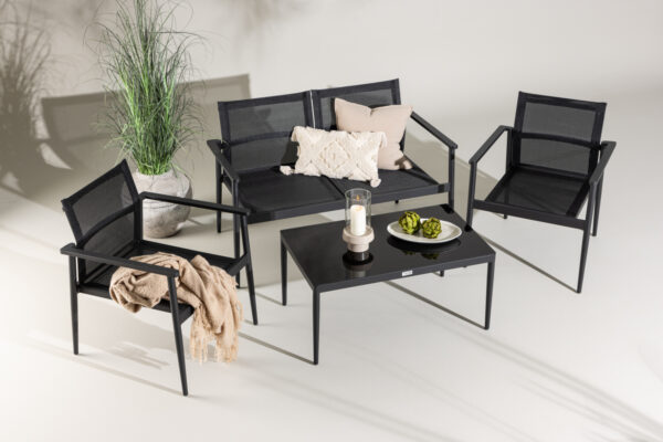 Salon de jardin aluminium noir Paola