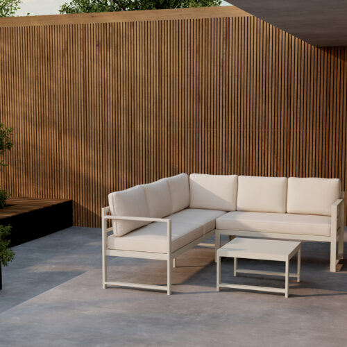 Salon de jardin aluminium beige Sadelli