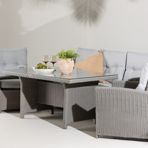 Salon de jardin en rotin gris Fentali