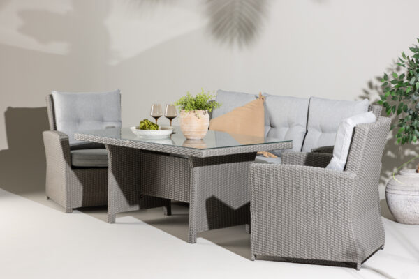 Salon de jardin en rotin gris Fentali