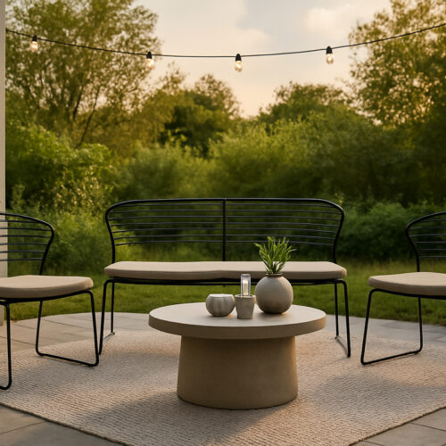 Salon de jardin en acier noir Kezao