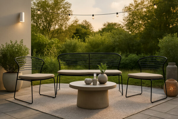 Salon de jardin en acier noir Kezao