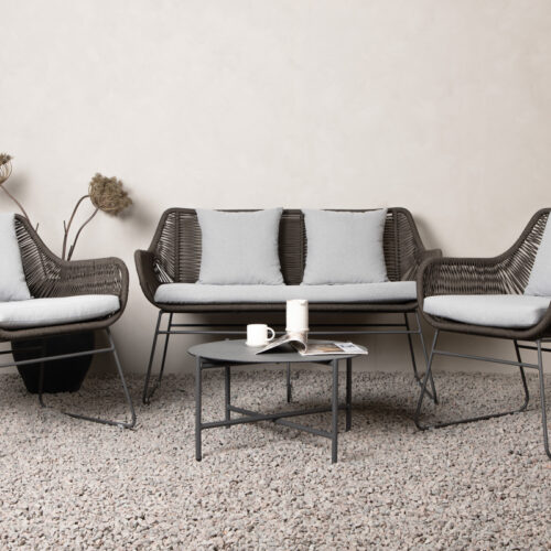 Salon de jardin acier corde marron gris Lidela