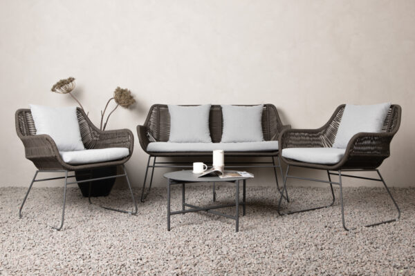 Salon de jardin acier corde marron gris Lidela